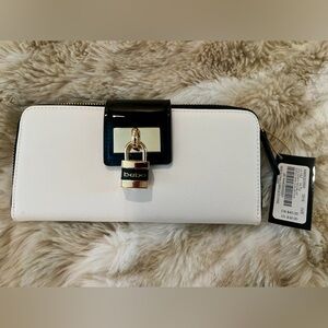 Bebe Black and White Wallet with Gold-Colored hardware - NWT